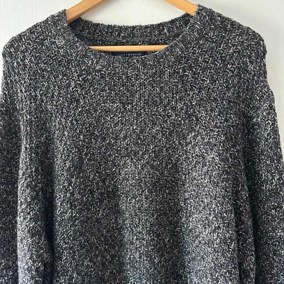 Lucky Brand Mens Crew Neck Pullover Cross Marl Stitch Knit Sweater Grey Size XL - Picture 2 of 7
